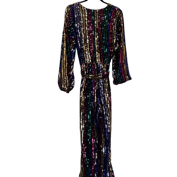 NWT Eloquii Multicolor Stripe Sequin Jumpsuit Size 14 - Picture 7 of 11